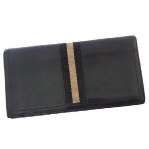 AUTH  Bally Wallet Purse Long Wallet Black Beige Mens